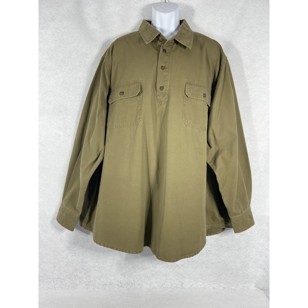 Boulder Creek Shirt Mens 3XL Green Long Sleeve 1/4 Button Pullover